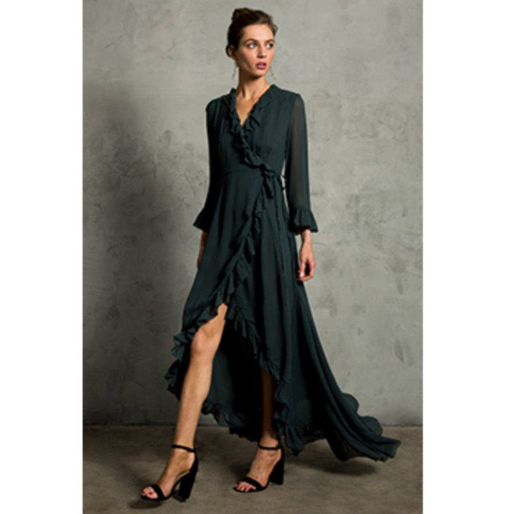 CHAN LUU DARKEST SPRUCE FLAMENCO DRESS